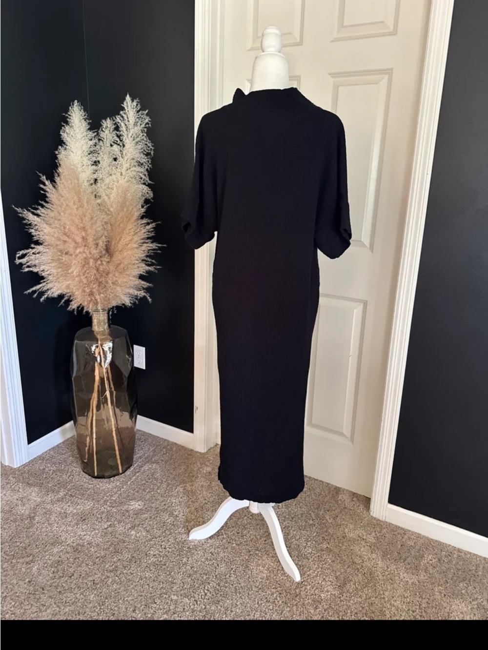 Uncle Frank Black Cotton Gauze Pullover Oversized Midi Dress size Small/Medium - Picture 5 of 12